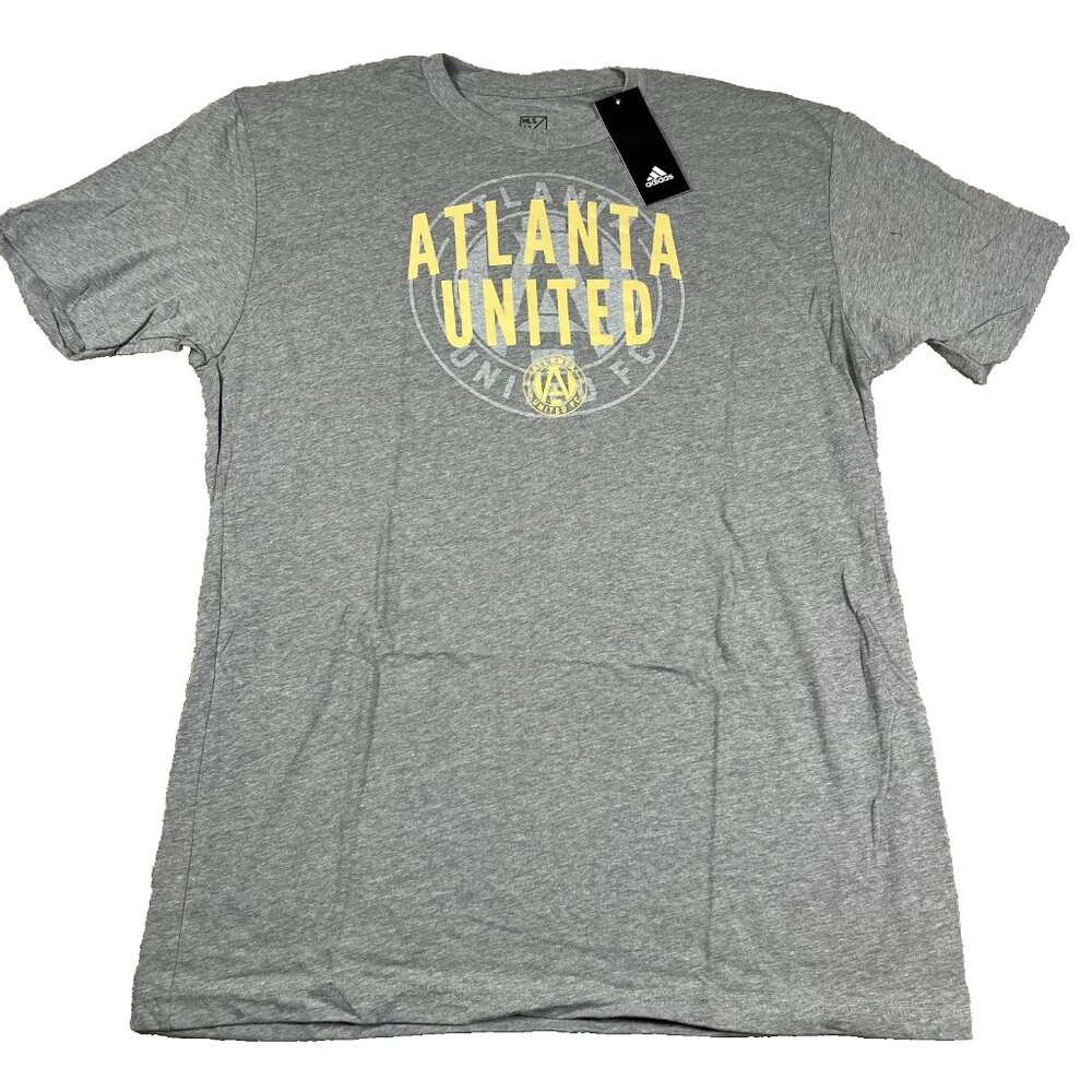 Adidas MLS Mens Large Gray Atlanta United FC Short Sleeve Soccer T-Shirt NWT